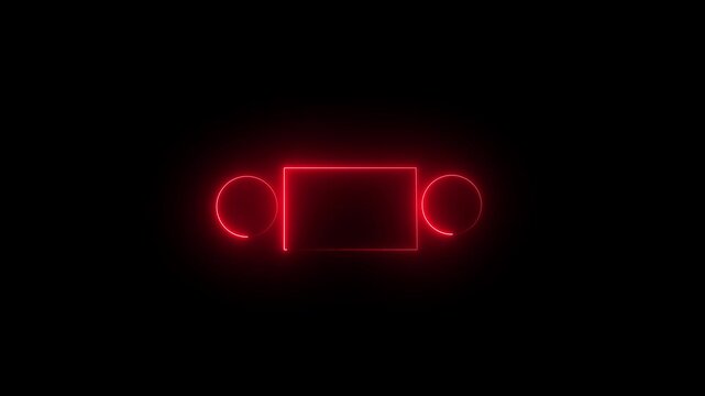 Glowing saber rectangle neon frame background animation . Seamless Loop, Neon abstract rectangle and circle shape line animation.