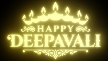 Beautiful golden diwali celebration background featuring traditional oil lamps and warm festive greetings for the holiday © Motin