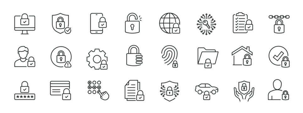 Security thin line icons. For website marketing design, logo, app, template, ui, etc. Vector illustration