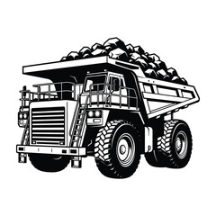 Large mining dump truck carrying rocks on construction site with big wheels © NodeHive