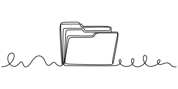 Continuous line drawing of a business document folder icon