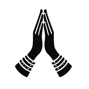 Indian culture and traditional namaste hand symbols