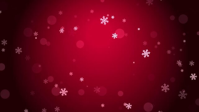 Falling snowflakes animation on dark red background for christmas holiday vector video