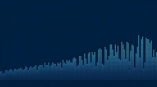 Abstract digital sound wave equalizer graphic with blue dots