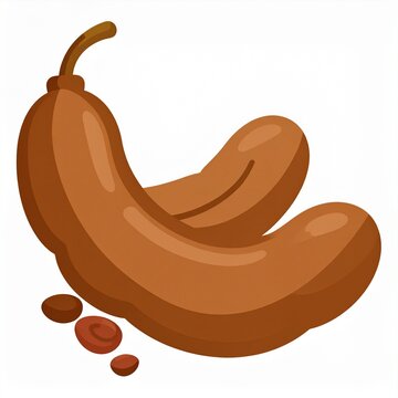 Vector illustration of brown tamarind pods isolated on a white background.
