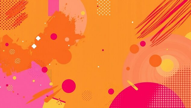 Abstract background with bright orange and pink geometric shapes and patterns