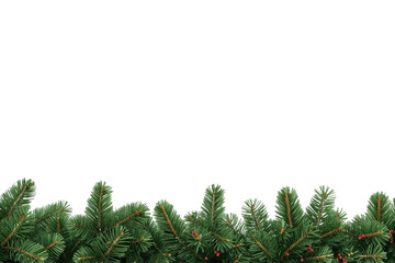 Fototapeta premium Long pine garland with subtle red berries and tiny gold accents