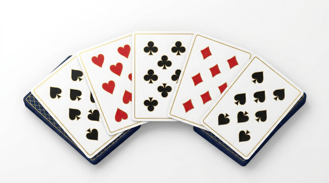 Fanned out deck of playing cards showing numbers and face cards with traditional generated using ai