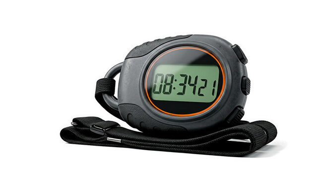 Digital stopwatch timer with casing and strap isolated on a clean generated using ai