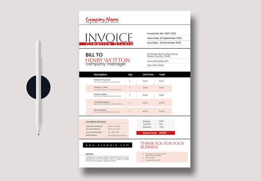 Professional Invoice Template Design
