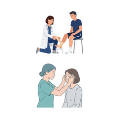 Fototapeta premium Professional Healthcare Providers Offering Physical Therapy and Patient Medical Examination Services Illustration
