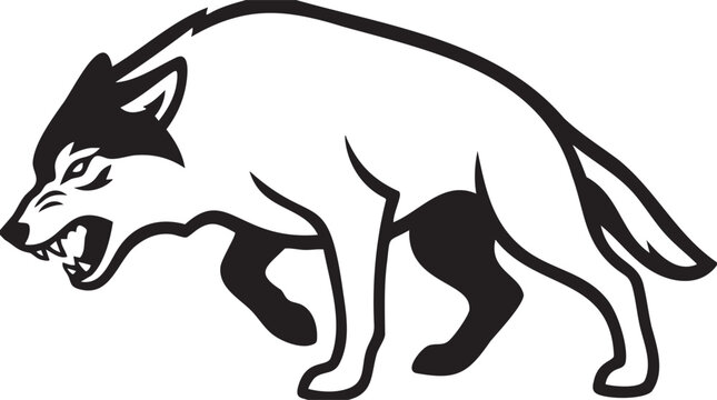 Angry wolf snarling isolated on transparent background vector illustration