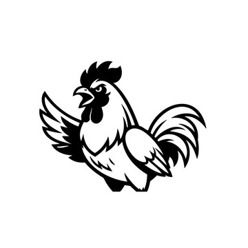 Angry rooster vector logo isolated on transparent background