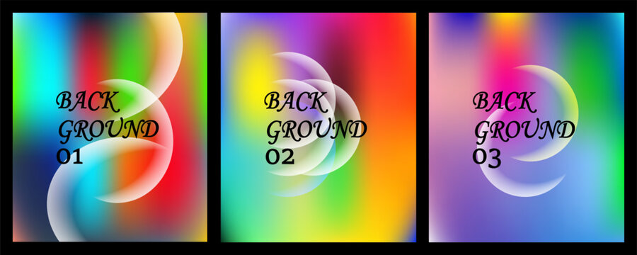 Abstract colorful backgrounds with blurred light trails in a triptych format