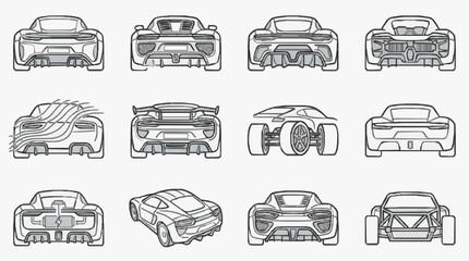 Obraz premium Car Interior Design Concepts Sketch Collection Showcasing Diverse Dashboard Layouts
