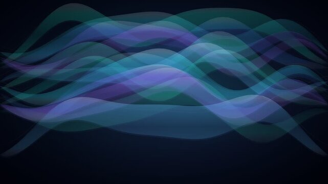 Abstract Blue and Teal Flowing Waves Background with Transparent Layered Curves and Dark Gradient Motion Graphics Animation