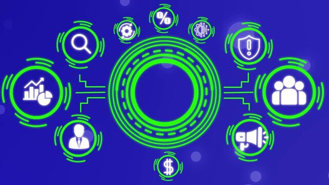 Core Values Business Infographic with Digital Technology Icons and Corporate Ethics Motion Graphic