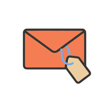 Orange envelope with a tag