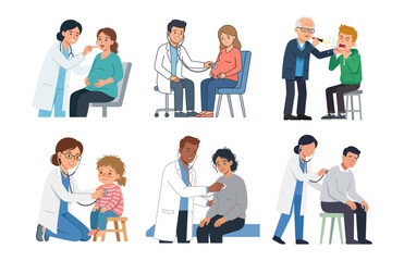 Fototapeta premium Medical Professionals Examining Diverse Patients During Routine Healthcare Checkup Appointments