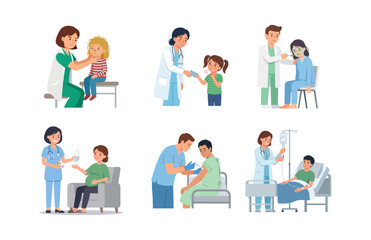 Fototapeta premium Collection of Medical Professionals Providing Healthcare Services to Patients in Clinical Settings
