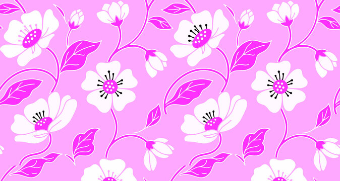 VECTORAL, Jpg, Png, ORANGE, GREEN, WHITE, Seamless Floral Pattern Design with Orange and Green Flowers on White Background for Carpet, Fabric, Textile, Wallpaper and Surface Decoration &ndash; Vector Illust