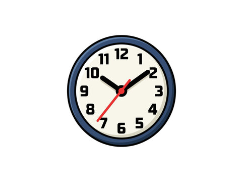 Vector Illustration of a Round Analog Wall Clock Isolated