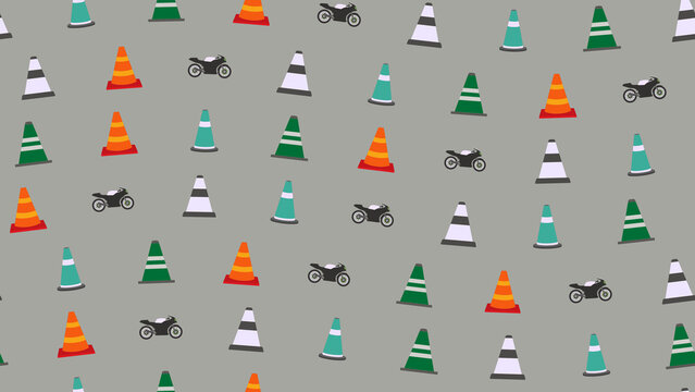 Traffic Cones and Motorcycles Pattern