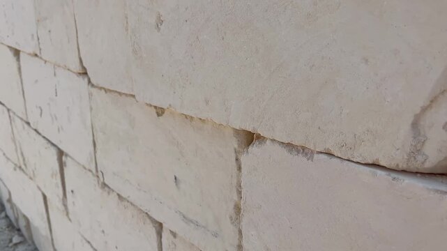 Close Up Texture of Lightweight Concrete Blocks in Construction Site