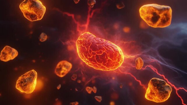 Conceptual Illustration of Pancreatic Inflammation and Pain (Pancreatitis, Burning Pain, Medical Imagery)