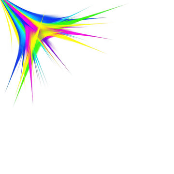 Colorful abstract light streaks and flares in corner symbolizing energy and movement and speed and dynamism with rainbow hues.