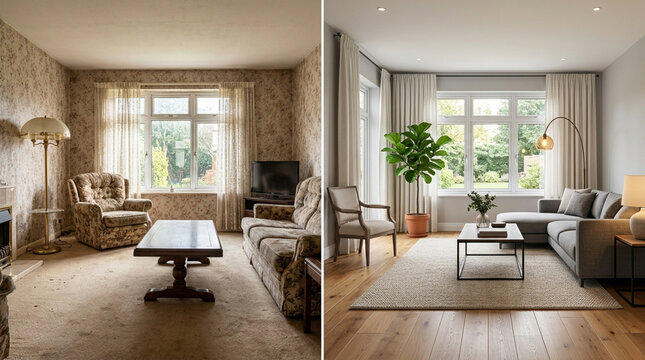 Old Living Room Renovation Before and After | Home Improvement Transformation
