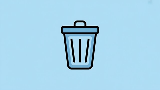 Blue trash can icon on a light blue background