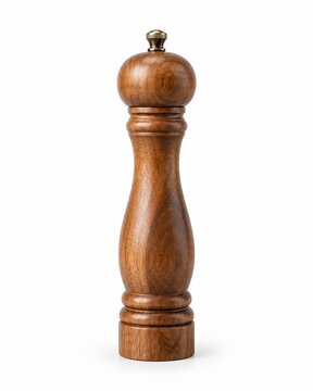 Wooden Pepper Mill Grinder Isolated on White