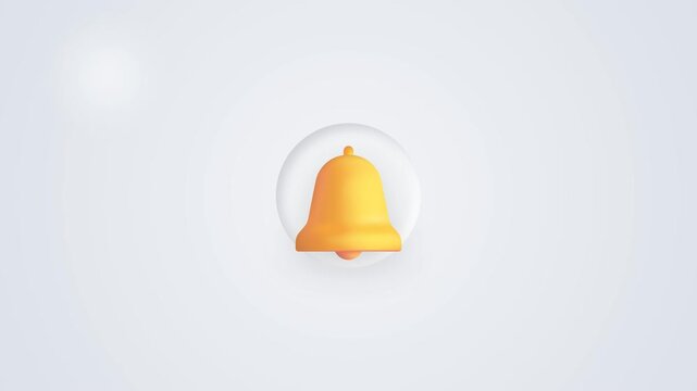 Yellow notification bell icon ringing on white background