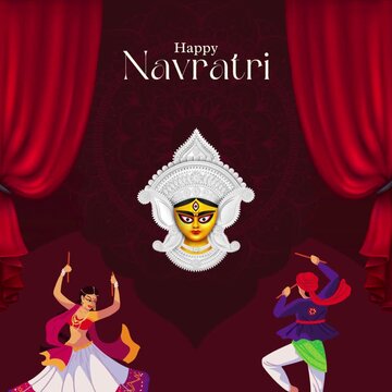 Navratri Red and White Traditional Animated Greeting Video