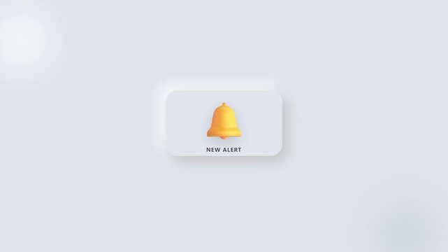 Yellow notification bell ringing on white button interface screen