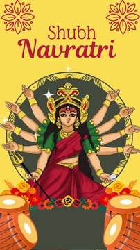 Navratri Yellow Bold Shubh Greeting Video Story
