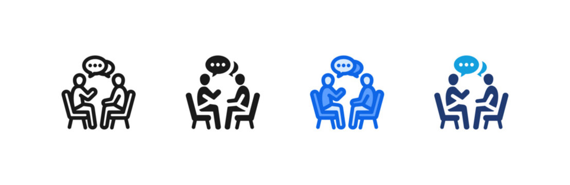 Therapeutic Dialogue Talk icon multiple style collection. Vector illustration.