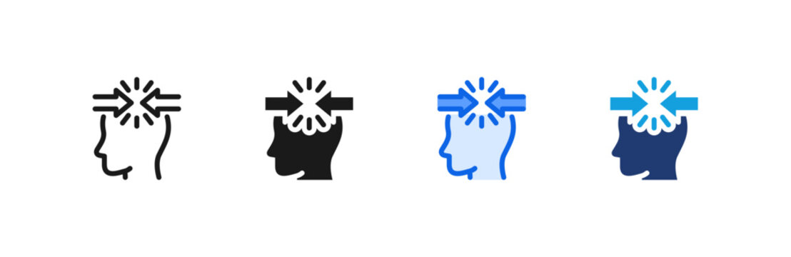 Inner Conflict Arrow icon multiple style collection. Vector illustration.