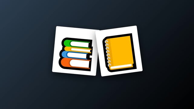 illustration video of two school textbooks