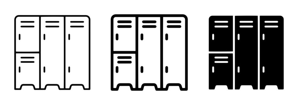 Locker Icons Set: Gym, School, Storage, Security, Storage Units, Personal Lockers