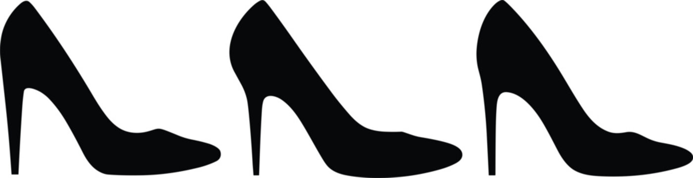 High heel shoes fashion icon vector illustration set isolated on white background for elegant womens boutique branding