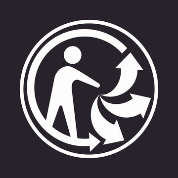 Triman recycling sorting symbol icon man with arrows circle vector