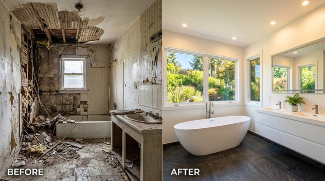 Bathroom Renovation: Before and After Transformation of Dilapidated to Modern Luxury