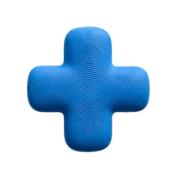 Bright blue cross symbol with unique fingerprint texture plus sign blue icon