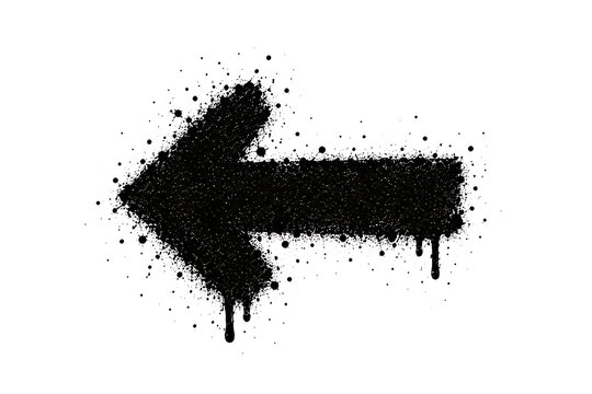 Graffiti style black spray paint left pointing arrow with graffiti