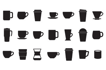 Fototapeta premium Coffee Cup and Mug Silhouette Collection