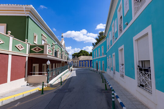Colourful historic buildings in the spa town of Fortuna, Los Ba&ntilde;os de Fortuna, Region of Murcia (Spain)