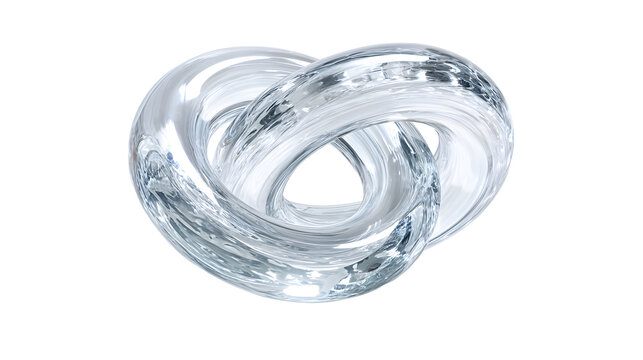 A floating 3d torus knot made of highly refractive glass
