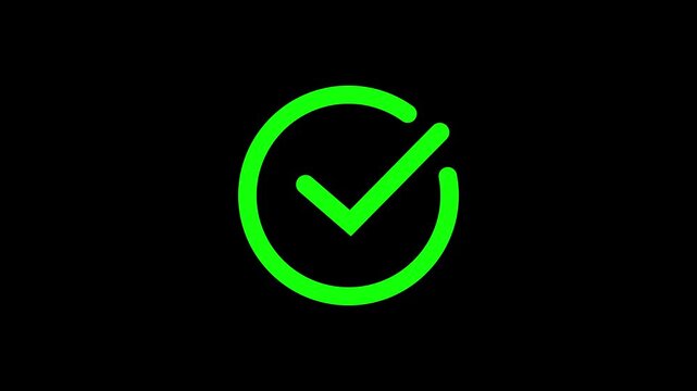 Right Check Mark Icon Animation, approved tick mark, verified symbol, right, yes, done, select, for and checklist, correct